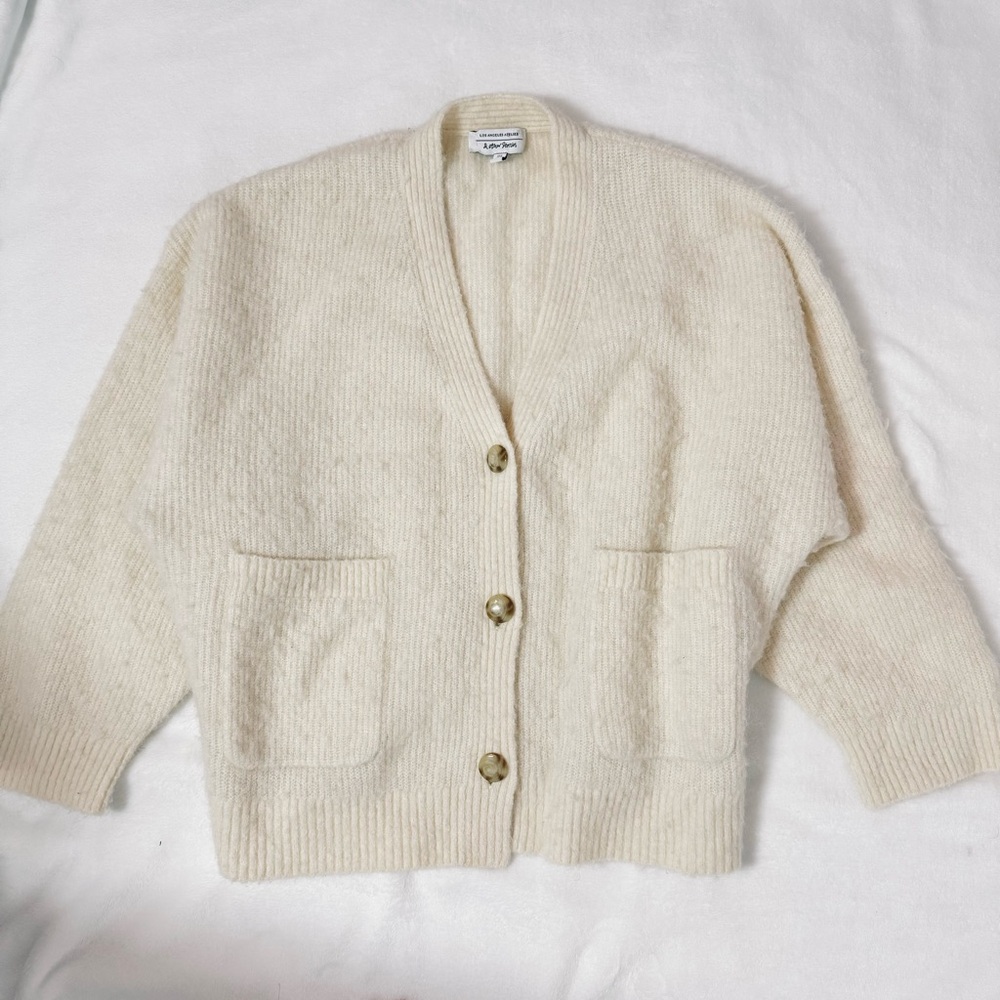 & Other Stories alpaca blend textured knit oversize cardigan in off white - M